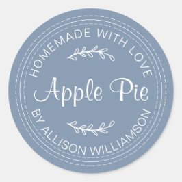 Rustic Homemade Baked Goods Apple Paj Denim Blue Runt Klistermärke