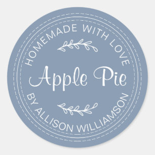 Rustic Homemade Baked Goods Apple Paj Denim Blue Runt Klistermärke