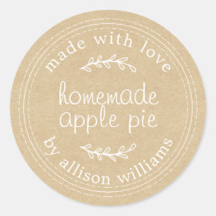 Rustic Homemade Baked Goods Apple Paj Kraft Papper Runt Klistermärke