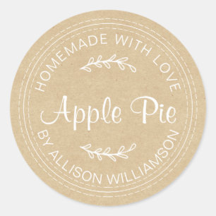 Rustic Homemade Baked Goods Apple Paj Kraft Papper Runt Klistermärke