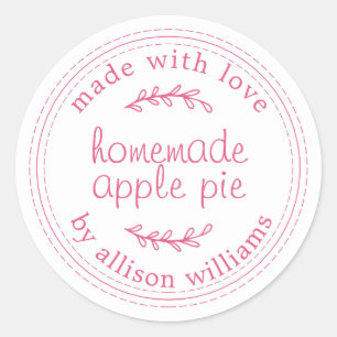 Rustic Homemade Baked Goods Apple Paj Rosa White Runt Klistermärke