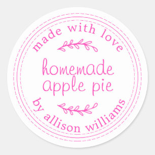 Rustic Homemade Baked Goods Apple Paj Rosa White Runt Klistermärke