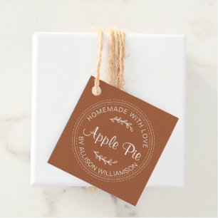 Rustic Homemade Baked Goods Apple Paj TerraCotta Gåvor Etiketter