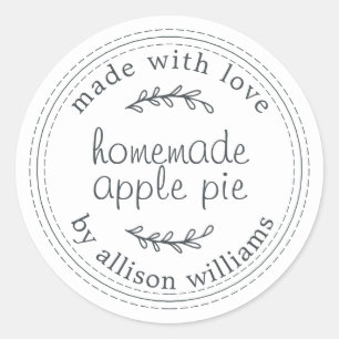 Rustic Homemade Baked Goods Apple Paj White Runt Klistermärke