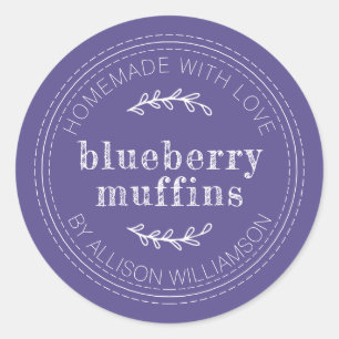 Rustic Homemade Baked Goods Blueberry Muffins Runt Klistermärke