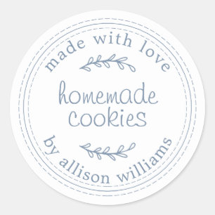 Rustic Homemade Baked Goods Cookies Vintage Blue Runt Klistermärke
