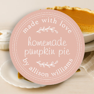 Rustic Homemade Baked Goods Pumpkin Paj Dusty Rosa Runt Klistermärke