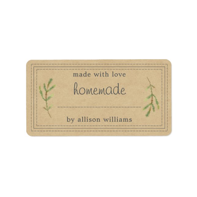 Rustic Homemade Baked Goods Sylt can Kraft Papper Adressetikett (Framsidan)