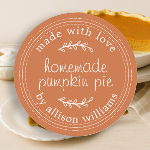 Rustic Homemade Baked Pumpkin Paj Burnt Orange Runt Klistermärke