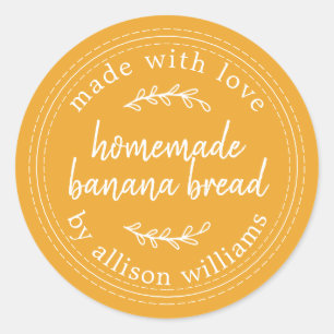 Rustic Homemade Banana Bread Mellow Gult Runt Klistermärke