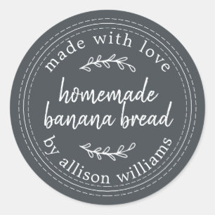 Rustic Homemade Banana Bread Off-Black Runt Klistermärke