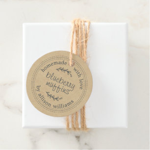 Rustic Homemade Blueberry Muffins Kraft Papper Gåvor Etiketter