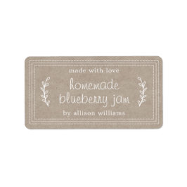 Rustic Homemade Blueberry Sylt Canning Kraft Pappe Adressetikett