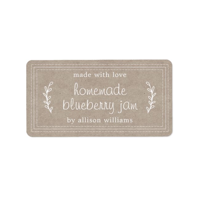 Rustic Homemade Blueberry Sylt Canning Kraft Pappe Adressetikett (Framsidan)