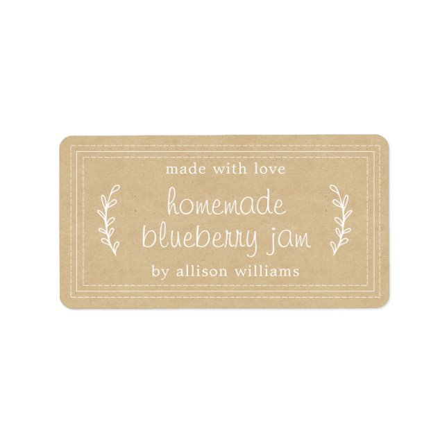 Rustic Homemade Blueberry Sylt Canning Kraft Pappe Adressetikett (Framsidan)