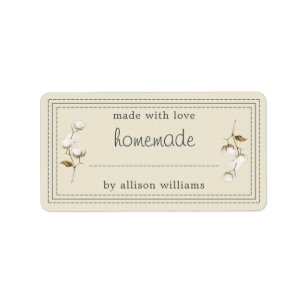 Rustic Homemade-etikett Cotton Sprig Antique White Adressetikett