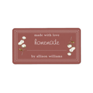 Rustic Homemade-etikett Cotton Sprig Lila Adressetikett