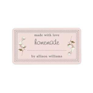 Rustic Homemade-etikett Cotton Sprig Rosa Adressetikett