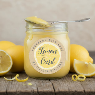 Rustic Homemade Lemon Curd Kraft Papper Runt Klistermärke