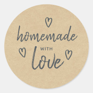 Rustic Homemade med Kärlek Kraft Papper etikett