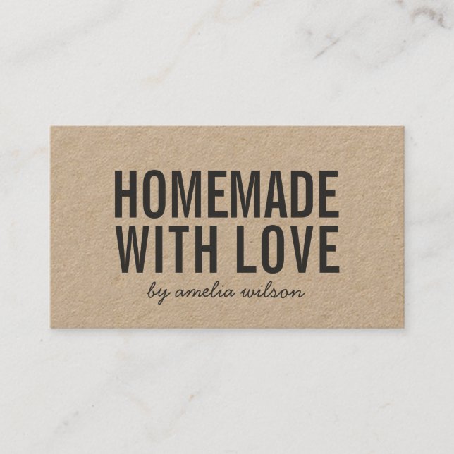 Rustic Homemade With Love Social Media Kraft Visitkort (Framsida)