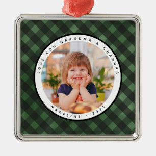 Rustic Homespun Land Photo Grandparent Julgransprydnad Metall