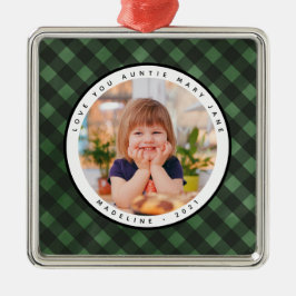 Rustic Homespun Land Photo Moster Metall Ornament