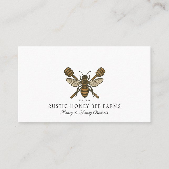 Rustic Honey Bee Beekeeper Apiary Visitkort (Framsida)