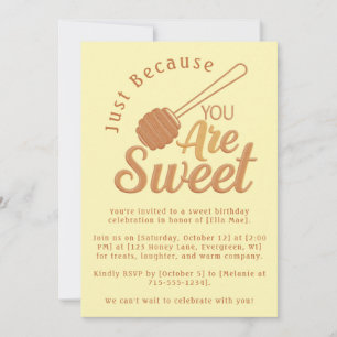 Rustic honey Bee Gult Sweet Birthday Call Inbjudningar
