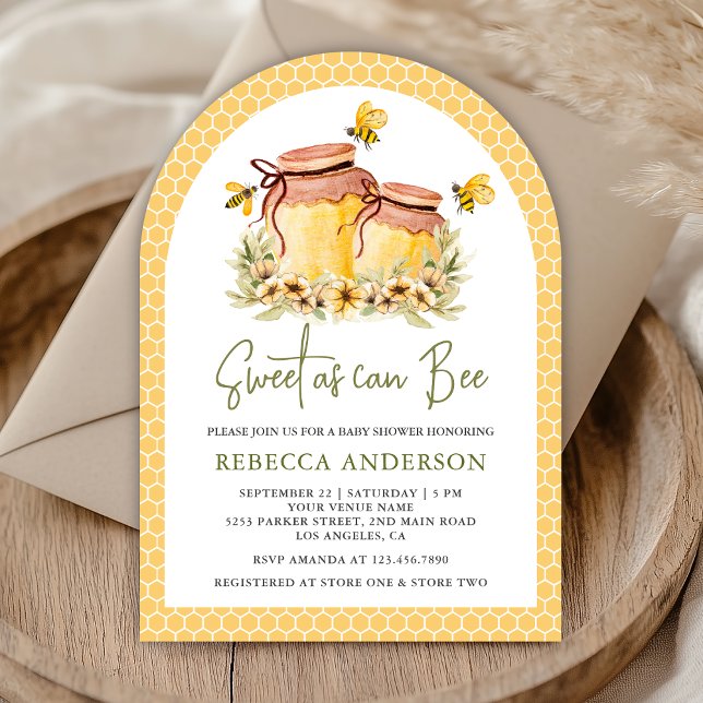 Rustic Honung Burk Sweet as Bee Arch Baby Shower Inbjudningar (Skapare uppladdad)