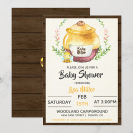 Rustic Honung Pot & Bee Baby Shower Inbjudningar