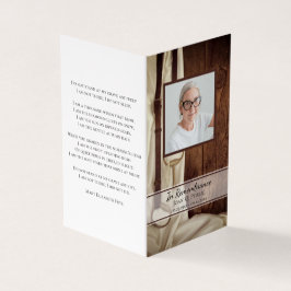 Rustic Horse Bit och Satin Funeral Memorial Prayer Visitkort