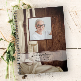 Rustic Horse Bit Satin Funeral Memorial Guest Bok Anteckningsbok