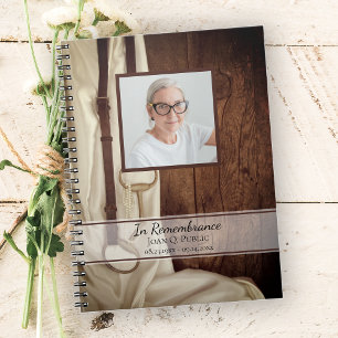 Rustic Horse Bit Satin Funeral Memorial Guest Bok Anteckningsbok