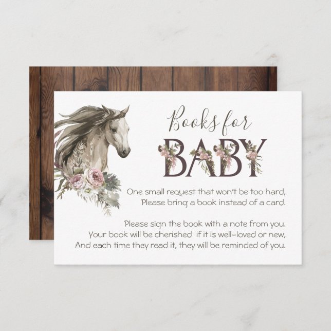 Rustic Horse Bokar for Baby Shower Inbjudningar (Fram/baksida)