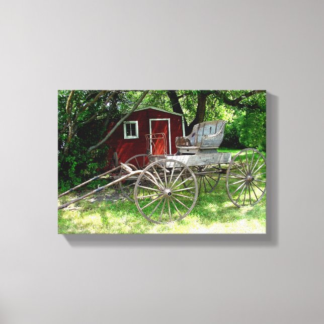 Rustic Horse Drawn Carriage Canvastryck (Framsida)