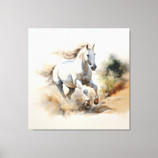 Rustic Horse: Fält i Dreams Watercolor Painting Canvastryck