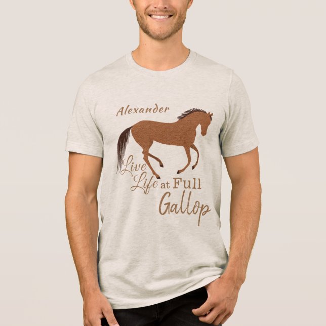 Rustic Horse Faux Leather Live Life-inspiration T Shirt (Framsida)