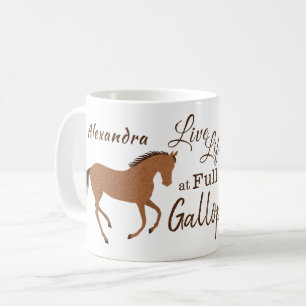 Rustic Horse Faux Leather Live Life Motivational Kaffemugg