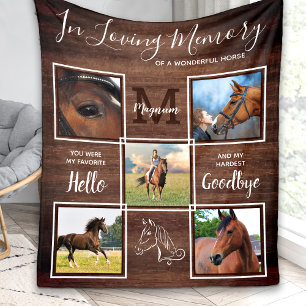 Rustic Horse Memorial Personlig Pet Loss Photo Fleecefilt