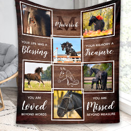 Rustic Horse Memorial Pet Loss Anpassningsbar 6 Fo Fleecefilt