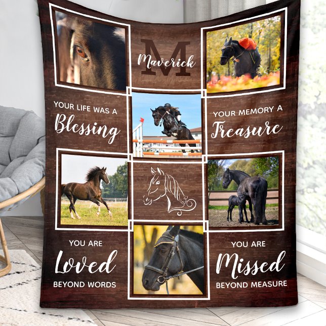 Rustic Horse Memorial Pet Loss Anpassningsbar 6 Fo Fleecefilt (Skapare uppladdad)