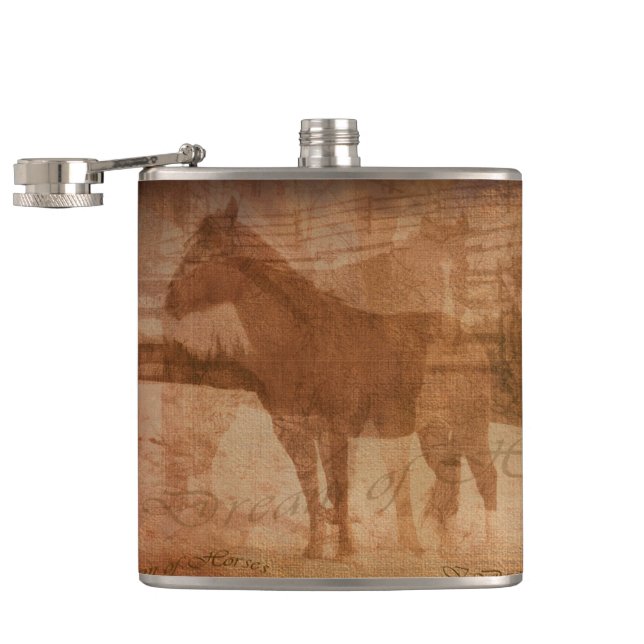 Rustic Horse Painting, Equine Art for Horse-älskar Fickplunta (Öppnad)