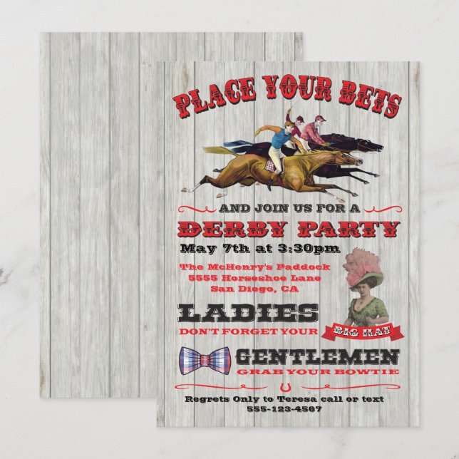Rustic Horse Tävla Derby Party Poster inbjudan (Fram/baksida)
