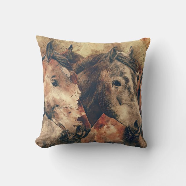 Rustic Horses Kudde (Framsida)