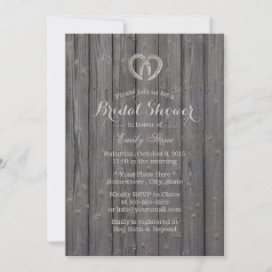 Rustic Horseshoe Heart Barn Wood Möhippa Inbjudningar