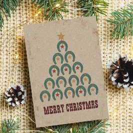 Rustic Horseshoe Julgran Vykort