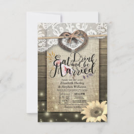 Rustic Horseshoe Snöre EAT Drink ska vara gift Brö Inbjudningar