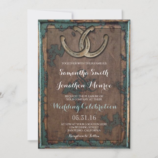 Rustic Horseshoe Wedding bjudande Inbjudningar (Framsida)