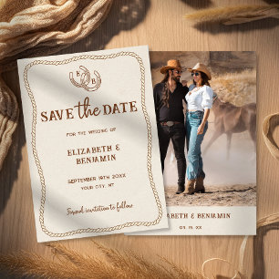 Rustic Horseshoe Westerna Barn Bröllop Photo Spara Datumet